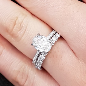 Non-Halo Delicate Pave Band Engagement Ring